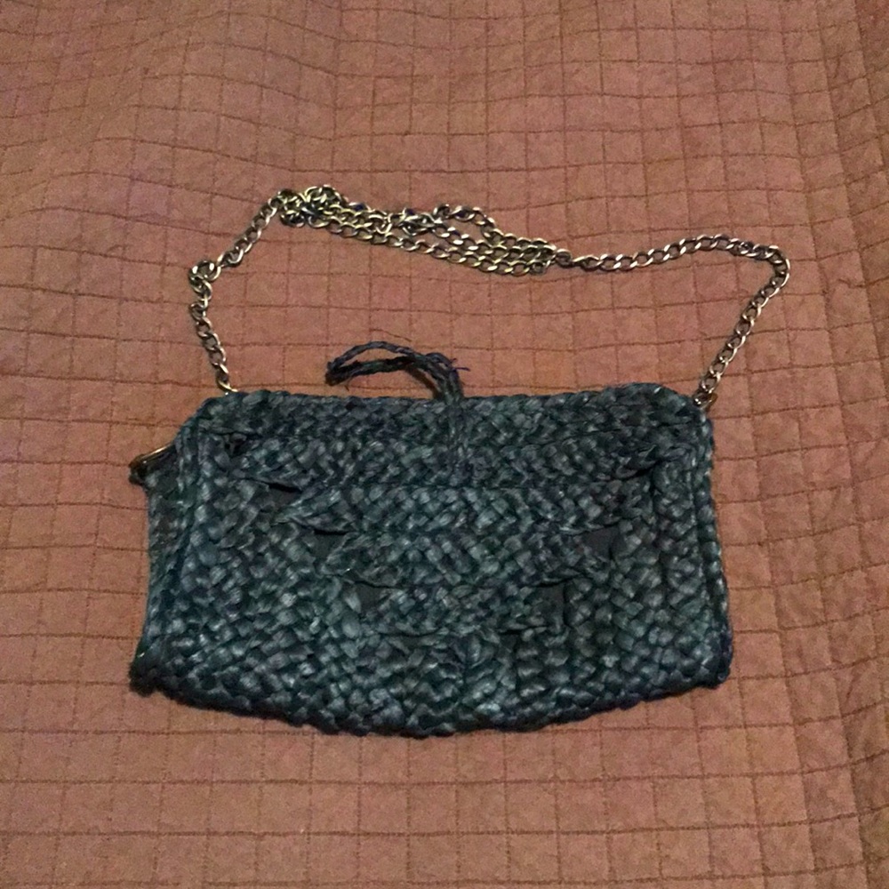 Black straw purse